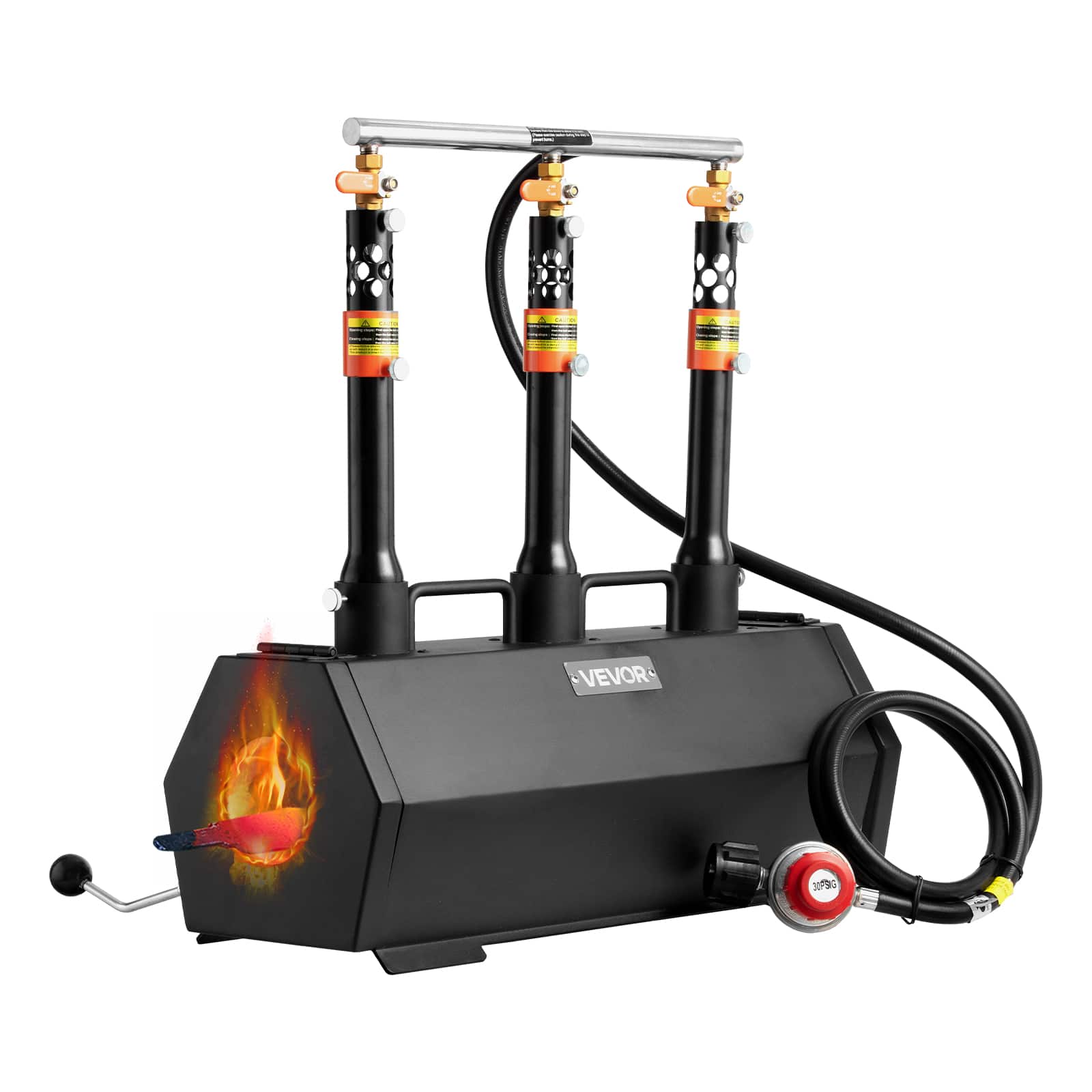 VEVOR - Portable Propane Forge, 3 Burners, 2600℉ Tool and Knife Making Blacksmithing Farrier Forge, Large Capacity Hexagon - Black