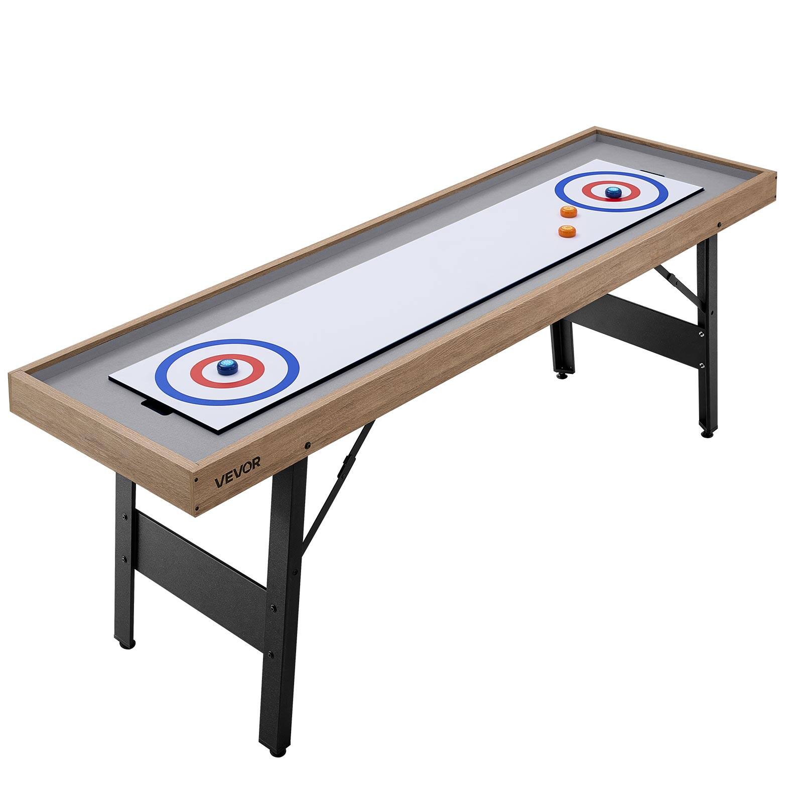 Alt View 5. VEVOR - 7 ft Shuffleboard Table, 2 in 1 Shuffleboard and Tabletop Curling Combo Game, Compact Shuffle Board with Smooth Surface - Black;Brown.