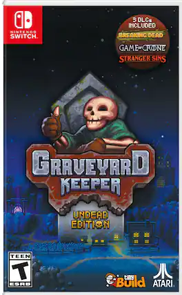 Nintendo Switch - 3 DLCs included: Breaking Dead, GameO-Crowe, or Stranger Sins. Graveyard Keeper Undead Edition. Teen. ESRB. Tiny Build. Atari. - T (Teen 13+)