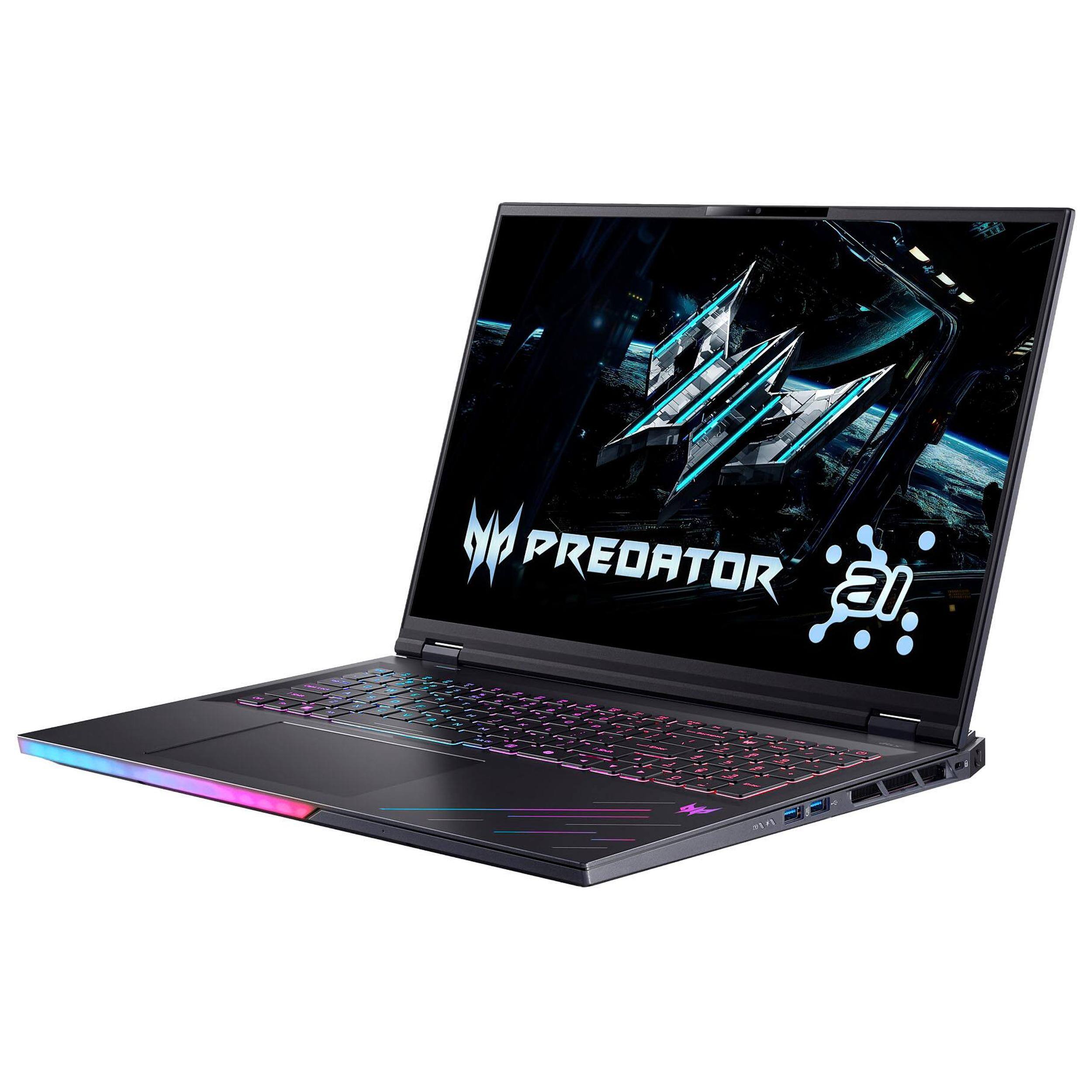 Alt View 3. Acer - Predator Helios 18 AI- 18" 240Hz Gaming Laptop - 3840 x 2400- Intel Core Ultra 9 - NVIDIA GeForce RTX 5090 – 64GB – 2TB - Abyssal Black.