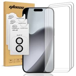 RomeTech - Apple iPhone 17 Tempered Glass Screen Protector, 3 Screen Protectors + 3 Camera Lens Protectors - Transparent