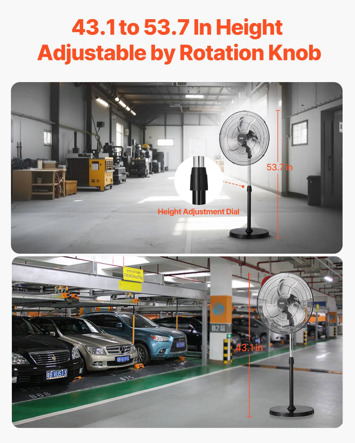 43.1 to 53.7 In Height Adjustable by Rotation Knob

Height Adjustment Dial

53.7 in

43.1 in