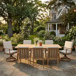 Mondawe - 7-Piece Outdoor Aluminum Patio Dining Set, Dining Table with 2 Swivel Chairs and 6 Dining Chairs - Brown