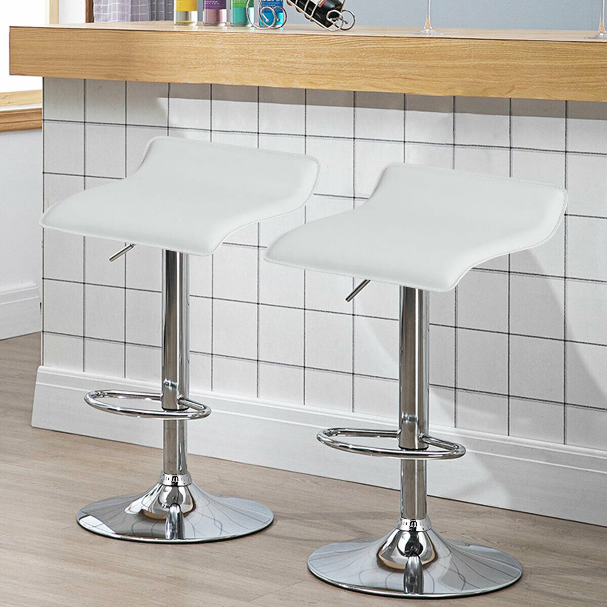 Alt View 2. Gymax - Gymax Set of 2 PU Leather Swivel Bar Stool Adjustable Kitchen Counter Bar Chairs White - White.