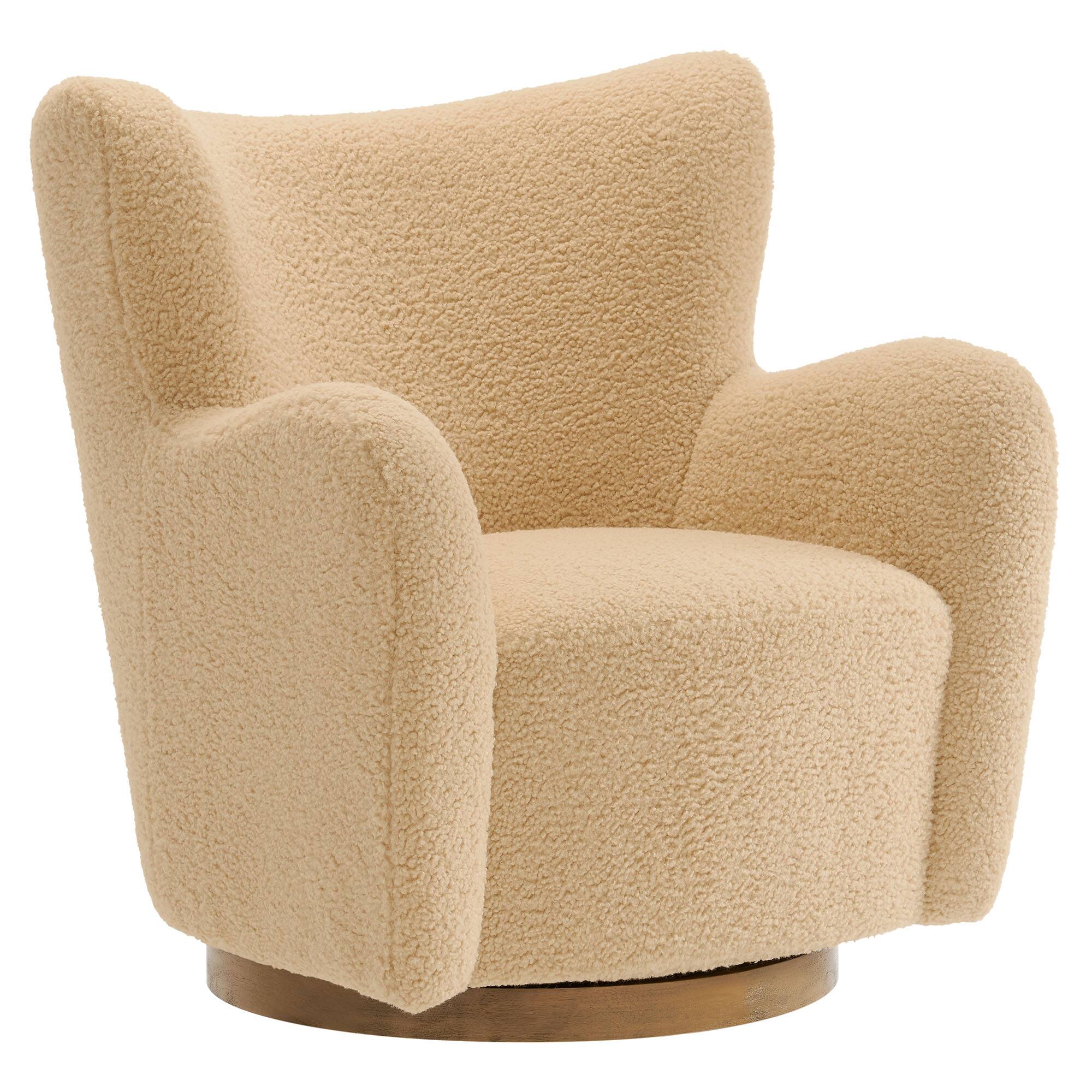 Angle. Modway - Montrose Wingback Sherpa Swivel Accent Chair by Modway - Ivory Walnut.
