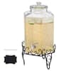 Front. VEVOR - Beverage Dispenser, 2.5 Gallon Drink Dispensers for Parties, Glass Juice Dispenser with Metal Stand - Transparent.