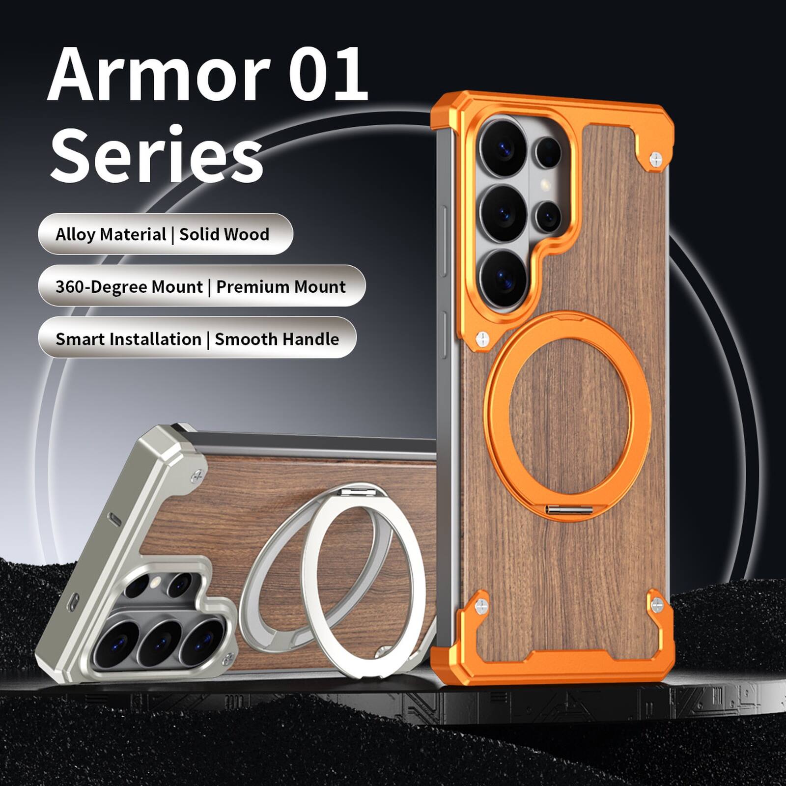 Armor 01 Series  
Alloy Material | Solid Wood  
360-Degree Mount | Premium Mount  
Smart Installation | Smooth Handle