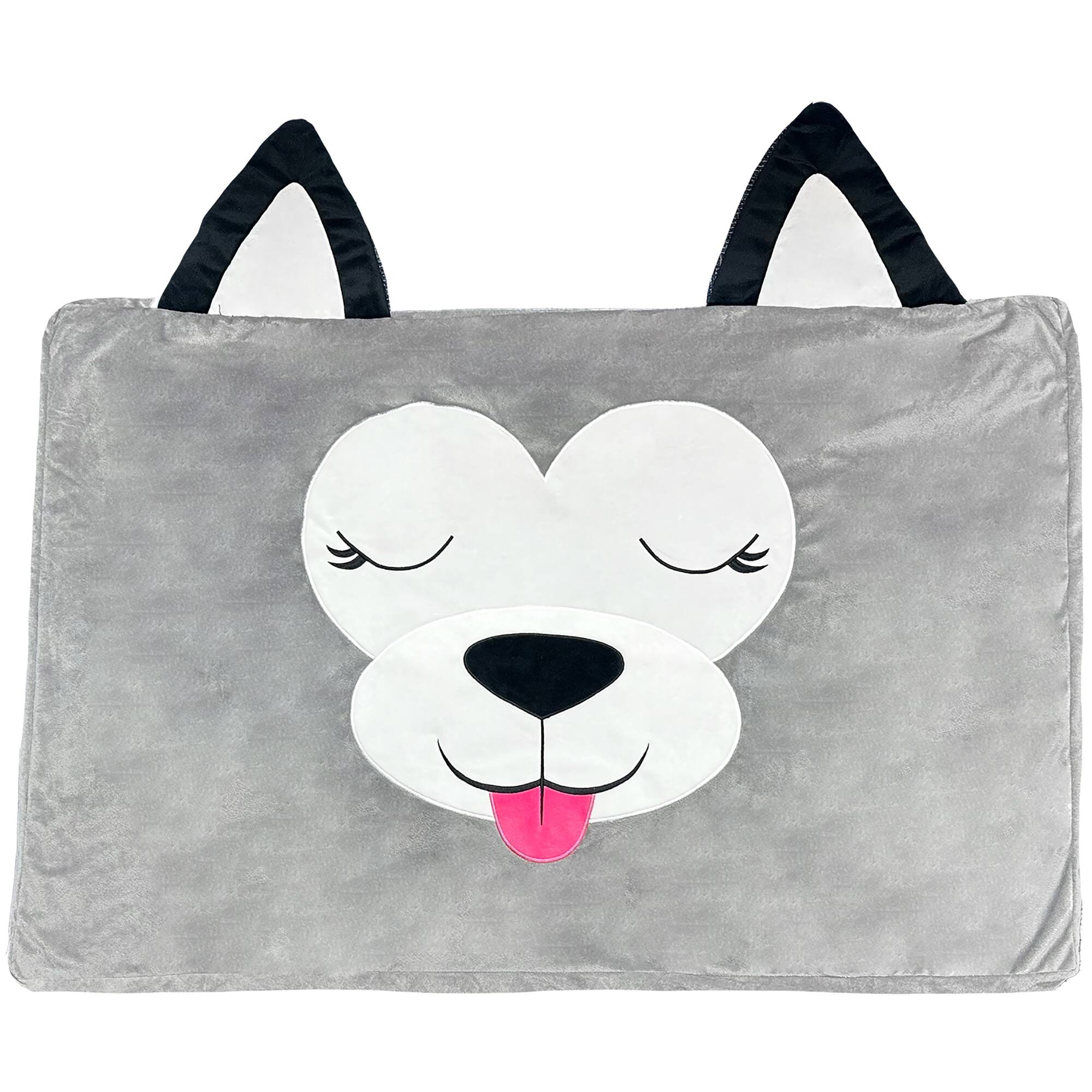 Front. Happy Nappers - Pet Bed In A Box Slipcover: Daisy The Gray Dog - XLarge -42x28" - Gray.
