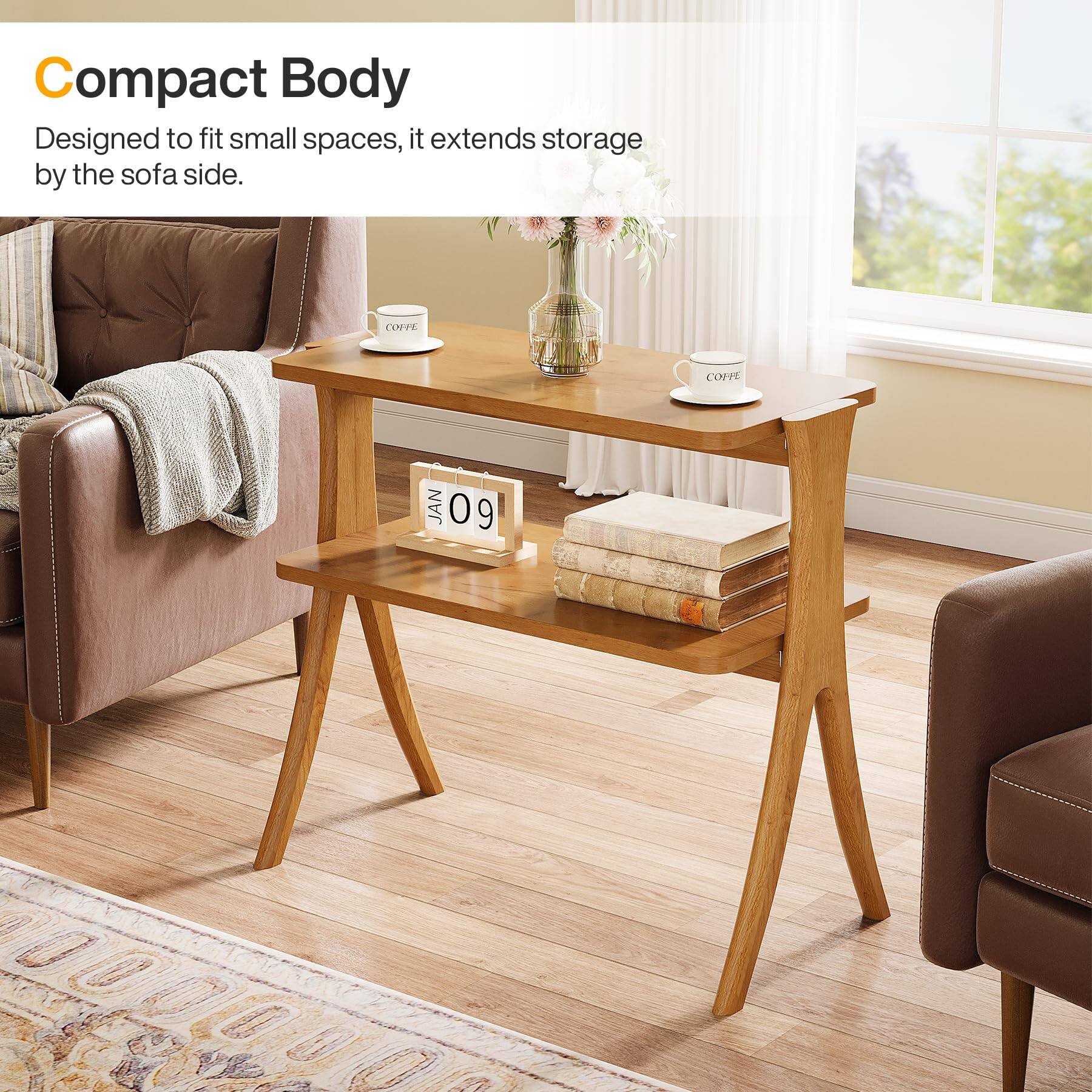 Compact Body  
Designed to fit small spaces, it extends storage by the sofa side.