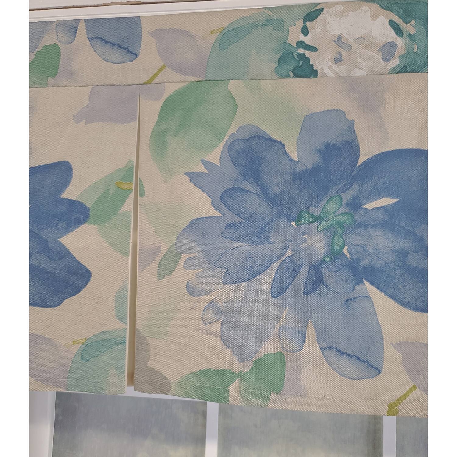 Left. RLF Home - RLF Home 3" Rod Pocket High Quality Fabric Mantra Pleated Valance for Windows 50" x 17" Azure - Azure.