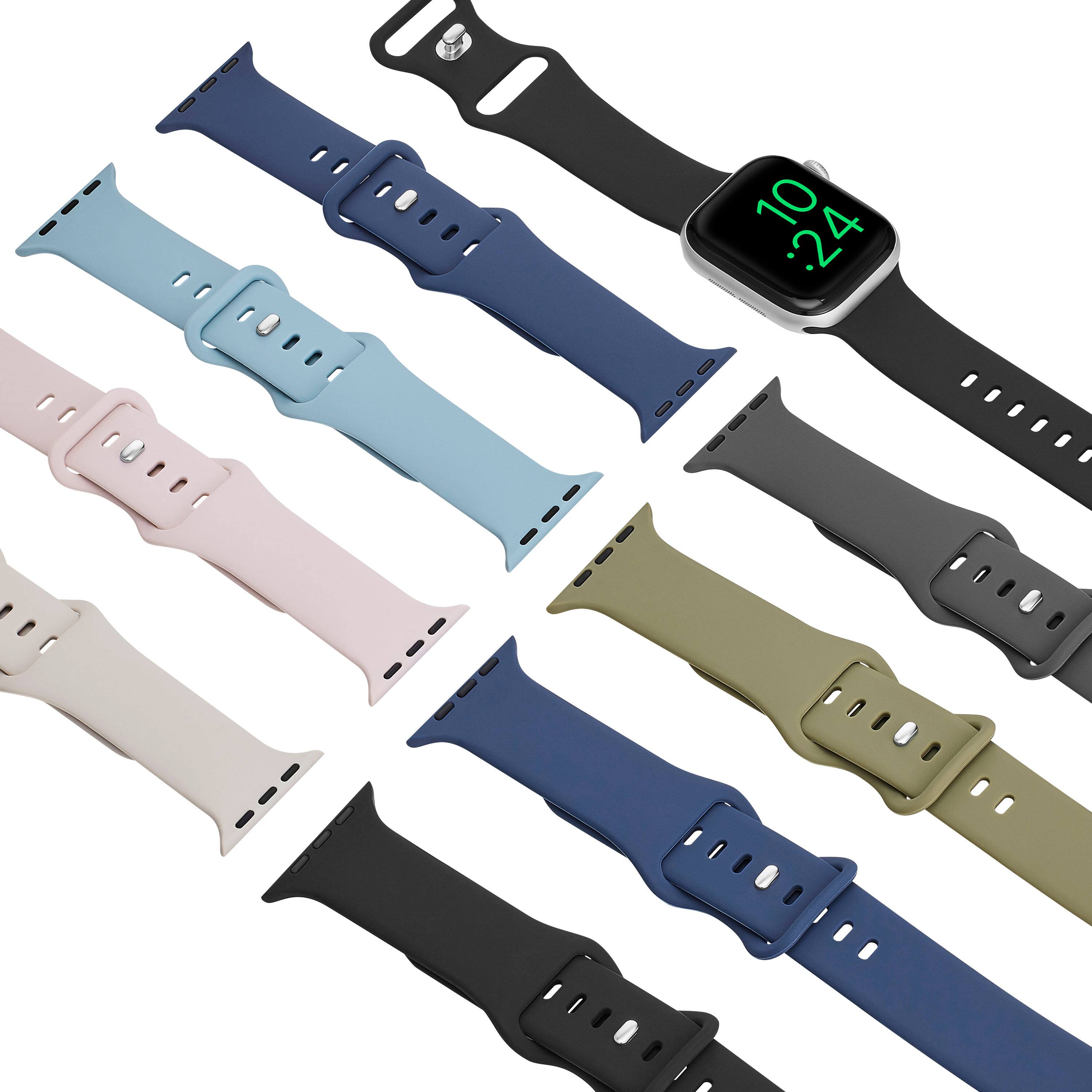 Alt View 12. Best Buy essentials™ - Silicone Band for Apple Watch 38mm, 40mm, 41mm and 42mm (3-Pack) - Navy Blue, Pink and Black.
