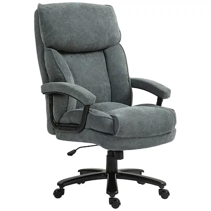 Front. Homcom - Big and Tall Office Chair, Up to 450 lbs. Overstuffed Executive Desk Chair with Swivel Wheels, High Back - Gray.
