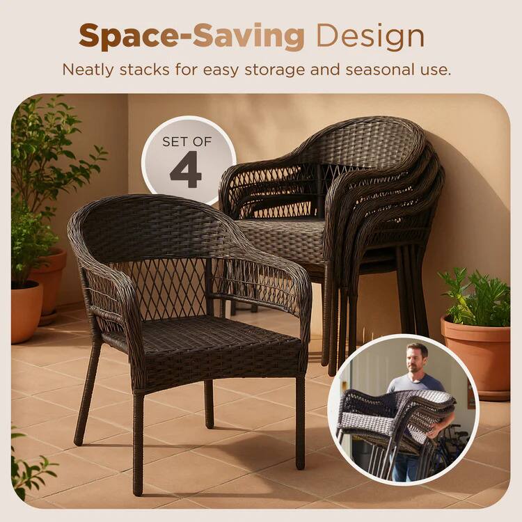 Space-Saving Design  
Neatly stacks for easy storage and seasonal use.  

SET OF 4