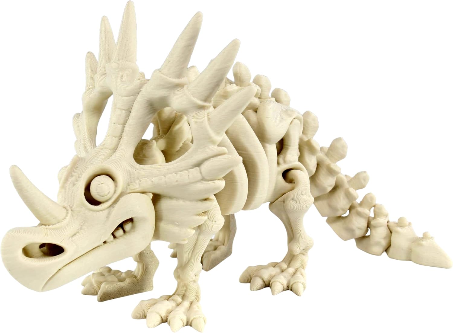 3D Printed Skeleton Styracosaurus, Prehistoric Collectible Articulating Dinosaur Figurine Desk Décor White by PowerTRC