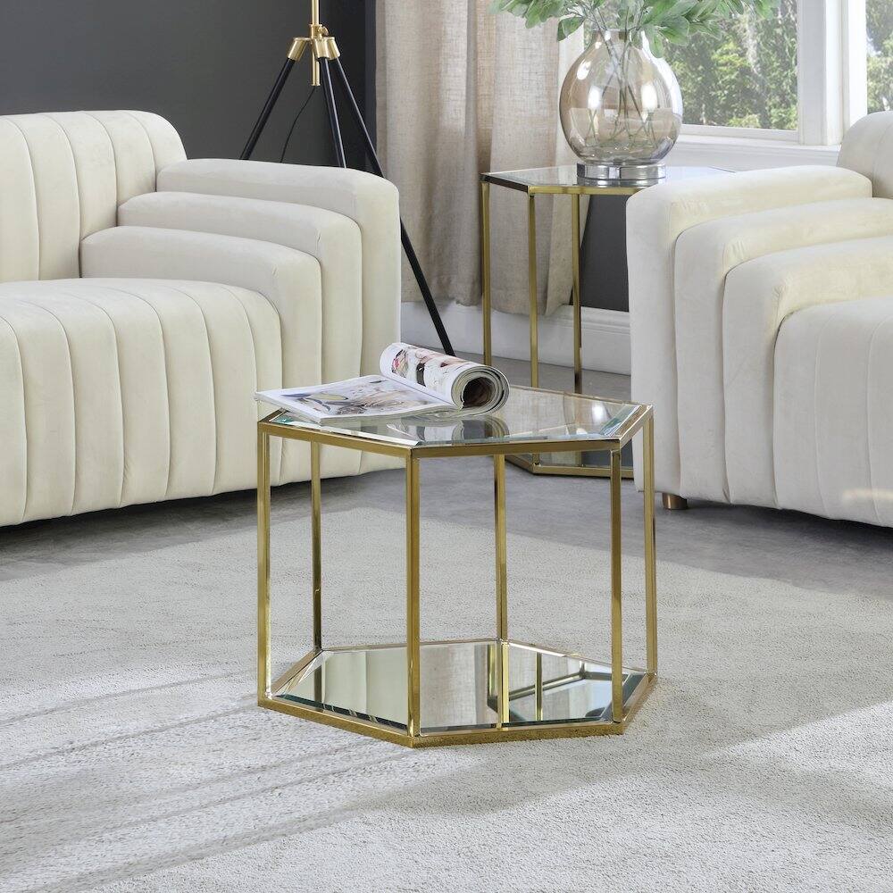 Alt View 1. Meridian Furniture - Sei Brushed Gold Coffee Table - Gold.