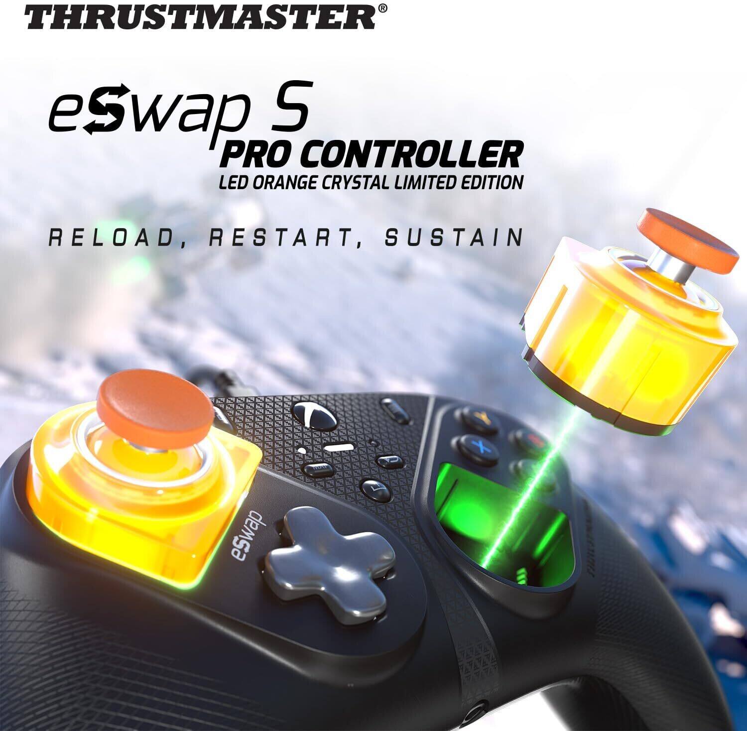 THRUSTMASTER  
eSwap 5  
PRO CONTROLLER  
LED ORANGE CRYSTAL LIMITED EDITION  

RELOAD, RESTART, SUSTAIN