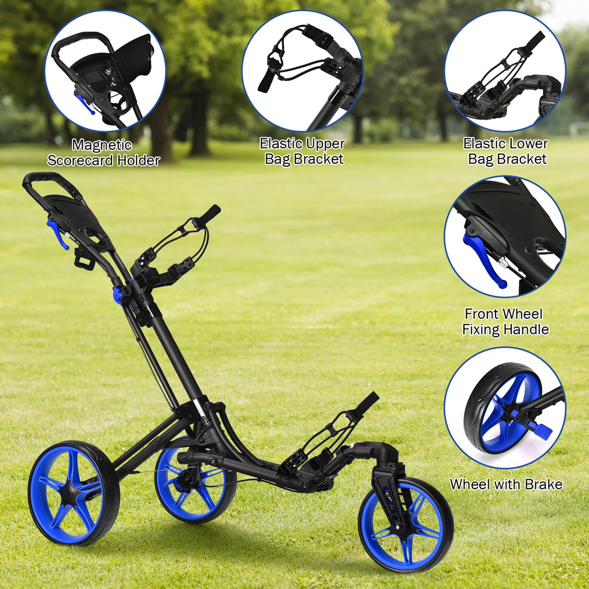 - Magnetic Scorecard Holder
- Elastic Upper Bag Bracket
- Elastic Lower Bag Bracket
- Front Wheel Fixing Handle
- Wheel with Brake