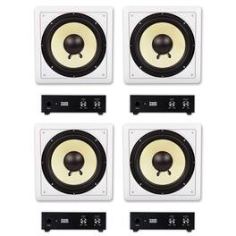 Acoustic Audio by Goldwood - HD-S10 Flush Mount Subwoofers with 10" Speaker and Amps 4 Pack - Paintable White