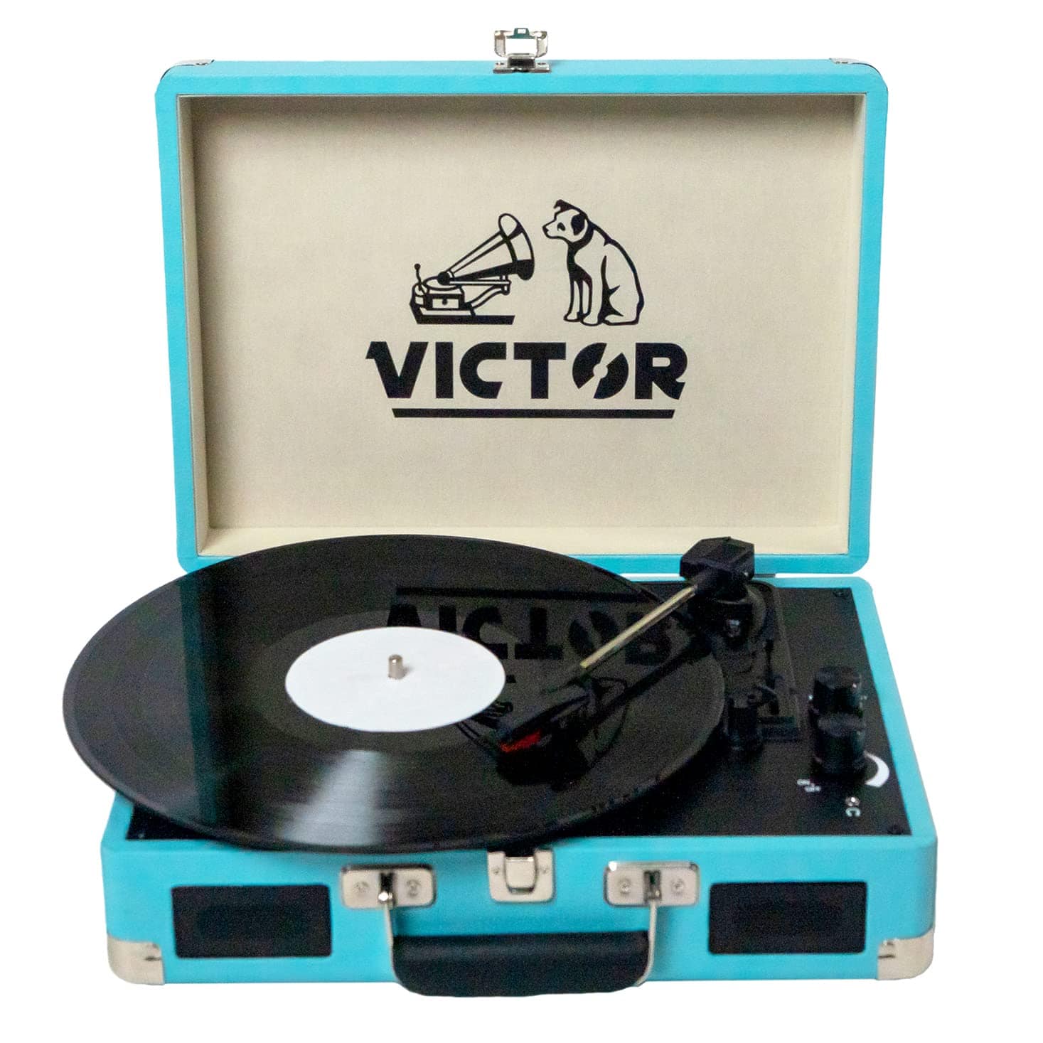Victor - Metro 3-Speed Portable Suitcase Turntable Record Player w/ Bluetooth In & Out and Built-in Stereo Speakers, TQ - Turquoise