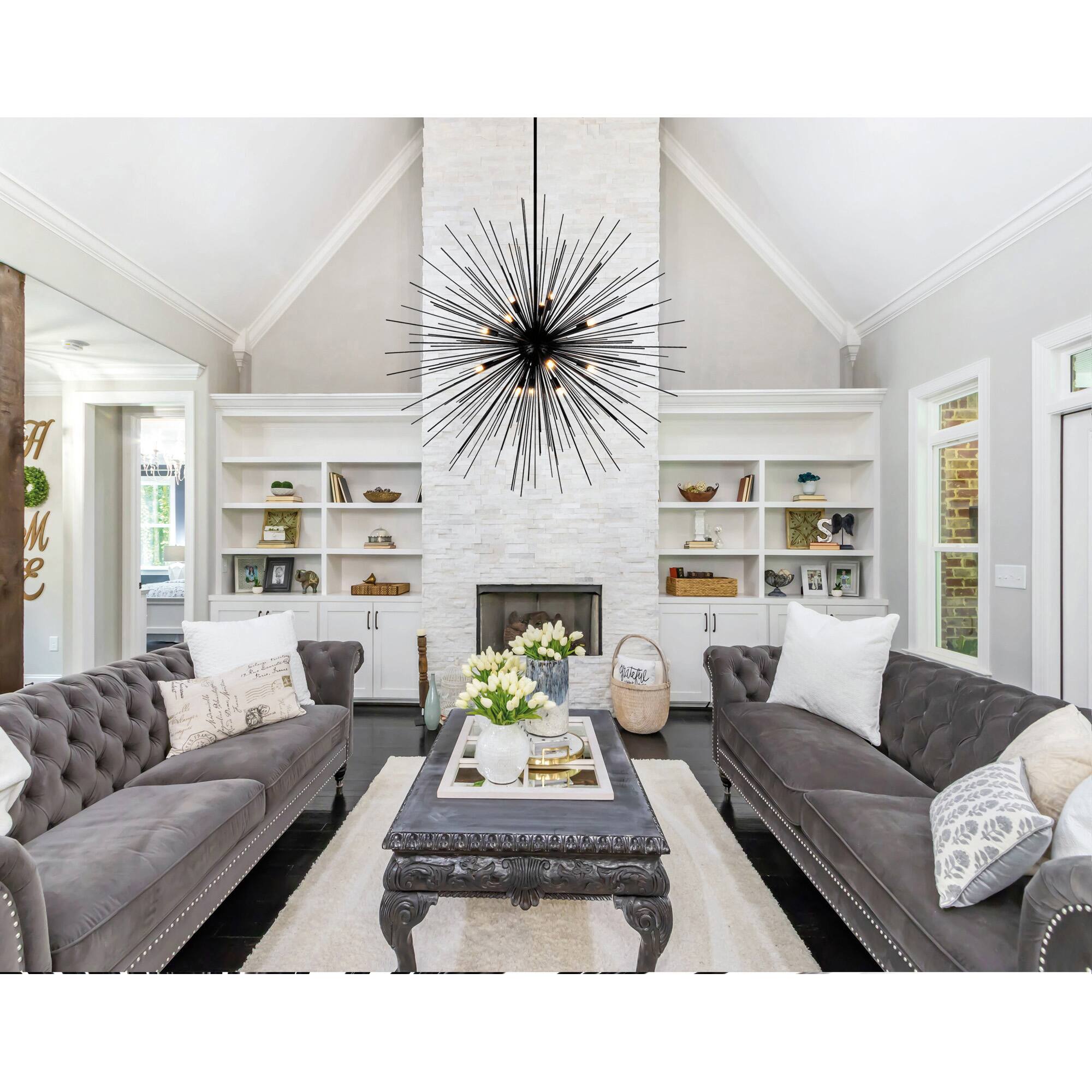 Alt View 2. CWI Lighting - Savannah 14 Light Chandelier With Black Finish - Black.