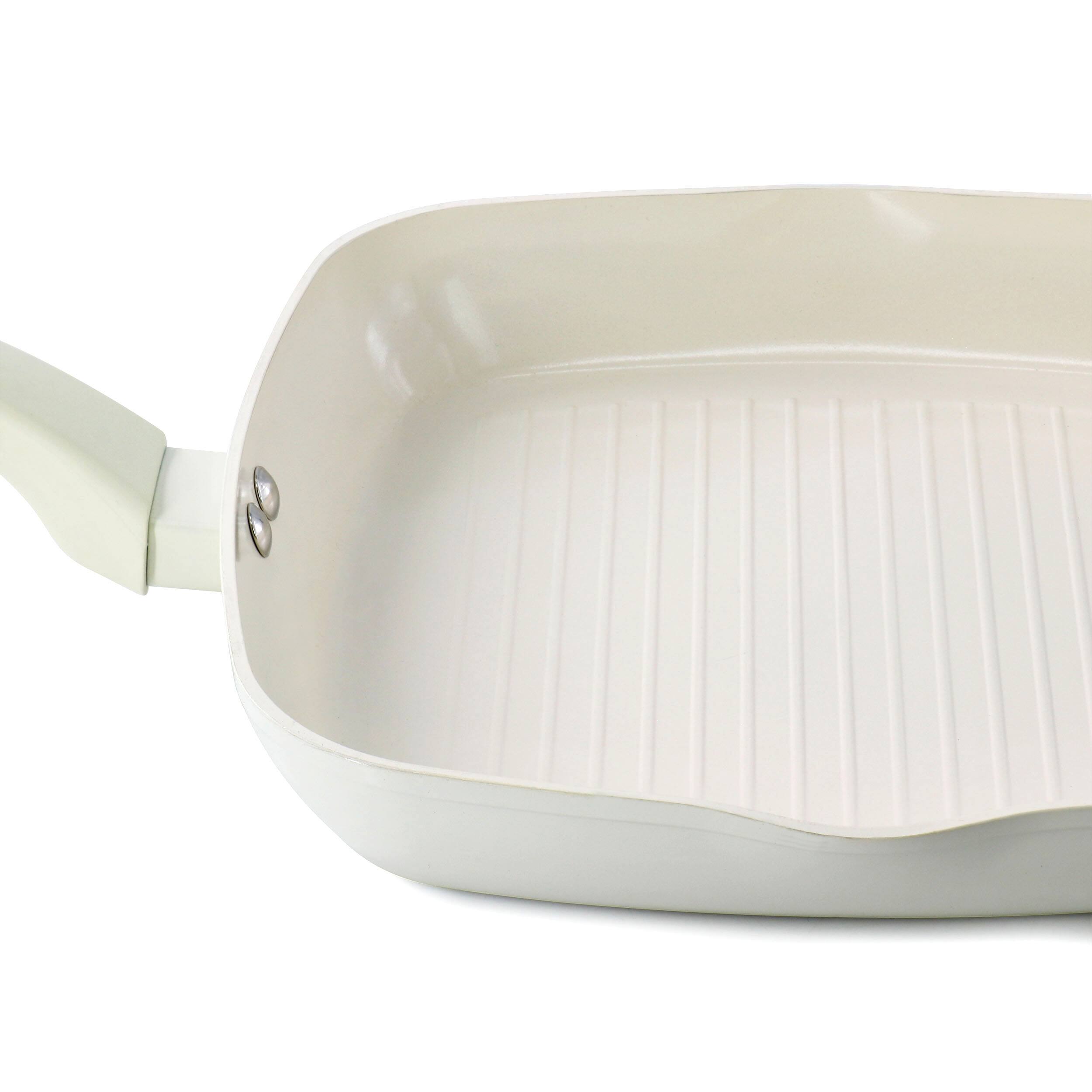 Alt View 3. Martha Stewart - Martha Stewart Everyday Rexford 10 Inch Ceramic Nonstick Aluminum Square Grill Pan in Linen - Linen.