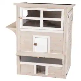 TRIXIE - Outdoor 3-Story Cat House, Weatherproof Cat Shelter, Escape Doors and Windows - Gray