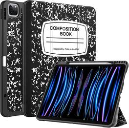 Fintie - Slim Shockproof Case for iPad Pro 12.9 6th/5th/4th/3rd Generation Soft TPU Back Cover Viewing & Typing Angles - Composition Book