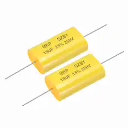 Unique Bargains - 2pcs 15uF Frequency Divider Capacitor, 250V Audio Speaker Crossover Non-Polarity Polypropylene MKP Film Capacitor - Yellow