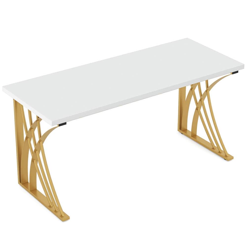 Kadyn - Study Writing Desk, Computer Desk,55" Computer Desk, Modern Laptop PC Student Table - White