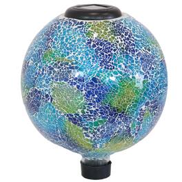 Sunnydaze - Crackled Glass Solar Gazing Globe - 10 in - Azul Terra