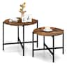 Costway - Indoor and Outdoor Round Coffee Table Set of 2 21.5 - Brown