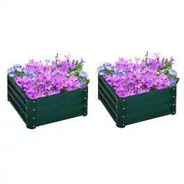 Outsunny - 2pc 23.5" Elevated Herb & Vegetable Planting Box Kit w/ Versatile Uses - Green