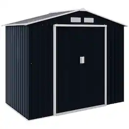 Outsunny - 7' x 4' Outdoor Storage Shed, Garden Tool Metal Shed with Foundation Kit, Double Lockable Door