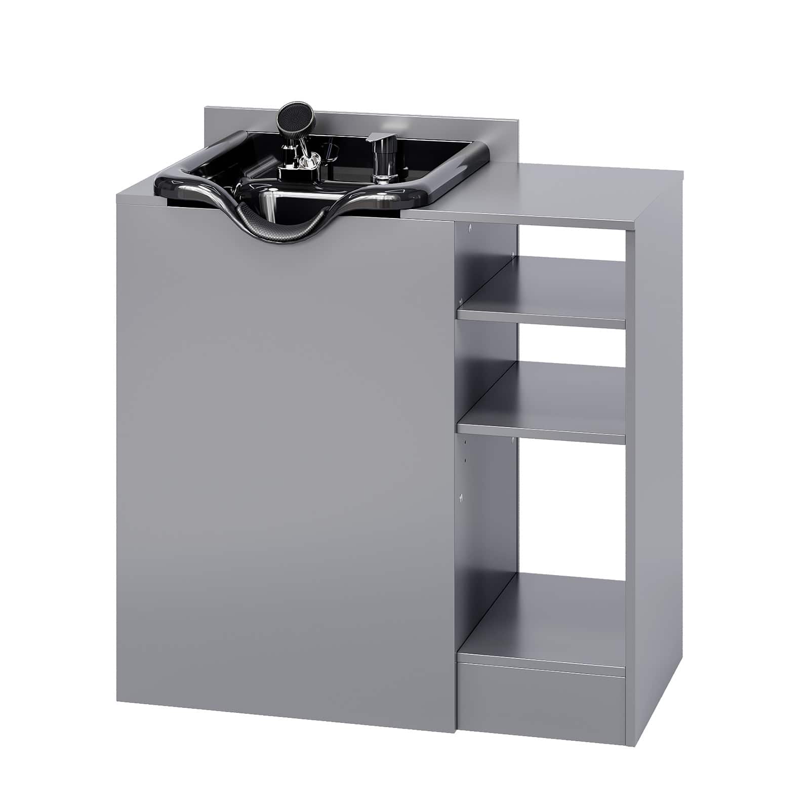 Winado - Professional Salon Station with Shampoo Sink, Adjustable Shelves, UPC Faucet, Comfort Headrest for Beauty, Home Studios - Gray