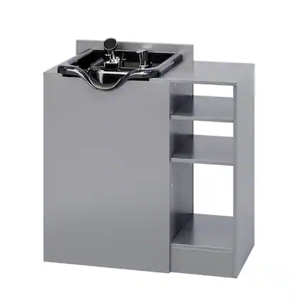 Front. Winado - Professional Salon Station with Shampoo Sink, Adjustable Shelves, UPC Faucet, Comfort Headrest for Beauty, Home Studios - Gray.