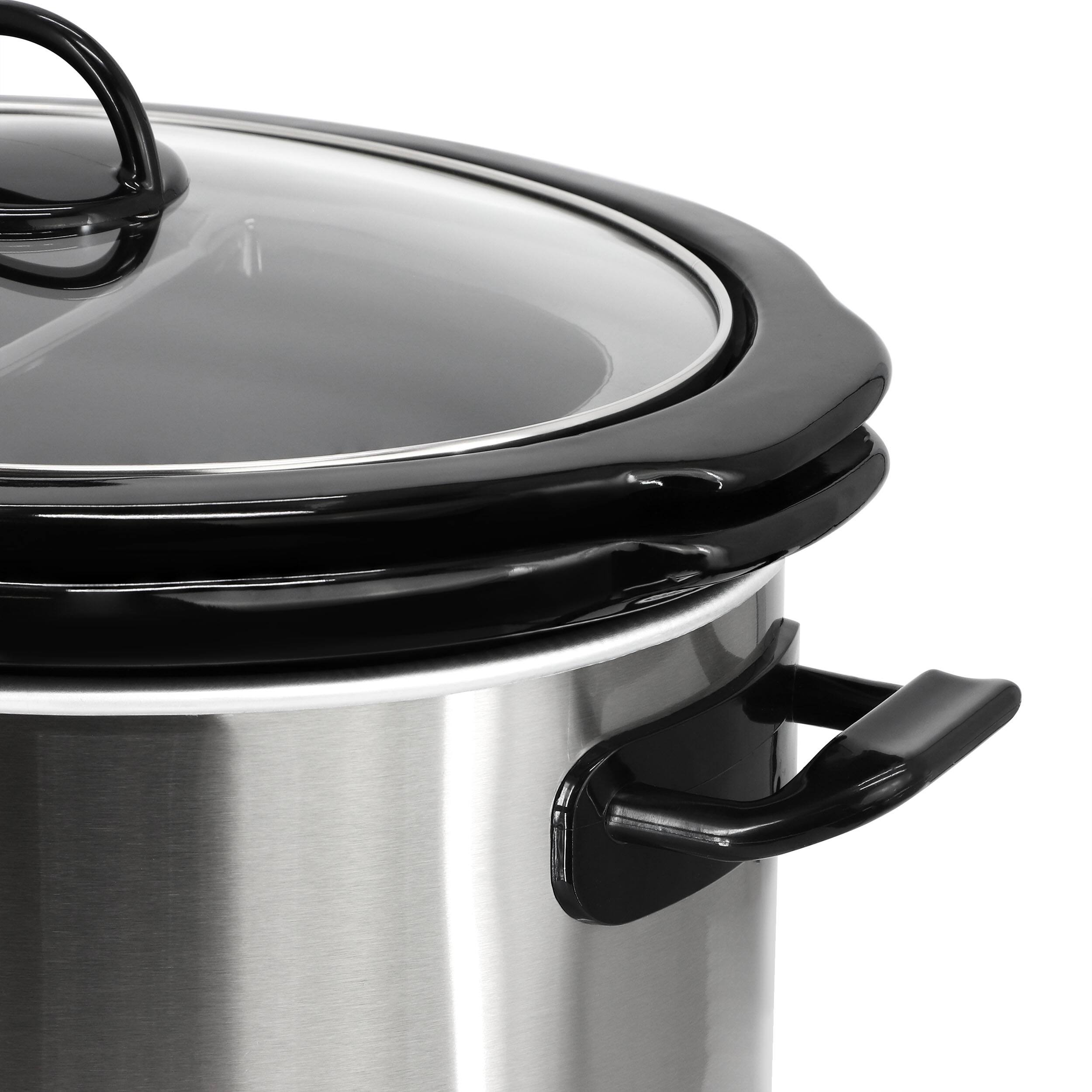 Alt View 5. MegaChef - MegaChef 6 Quart + 2.6 Quart Split Stainless Steel Electric Slow Cooker in SIlver - Silver.