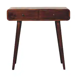 Artisan Furniture - Solid Wood Chestnut Curved Hallway Table, 2 Drawers, Dark - Brown