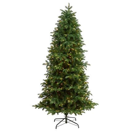 Front. BreeBe - 7’ South Carolina Fir Artificial Christmas Tree w/550 LEDs - Green.