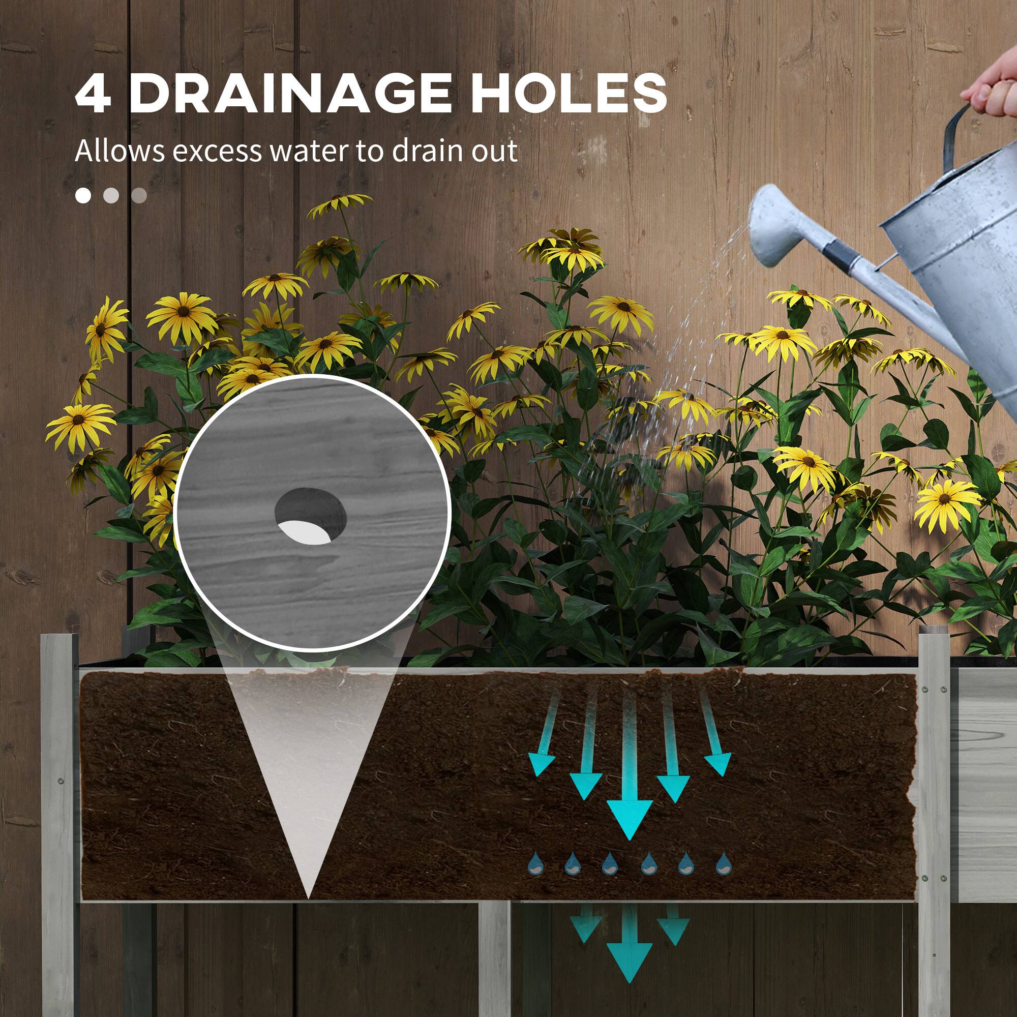 4 DRAINAGE HOLES  
Allows excess water to drain out