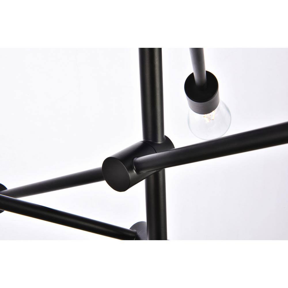 Alt View 3. Living District - Axel 6 lights black pendant with chain - Black.