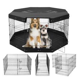 VEVOR - Dog Playpen, 8 Pcs 30"H x 24"W Panels Foldable Metal Pet Exercise Pen, Dog Fence Indoor and Outdoor Pen with Door