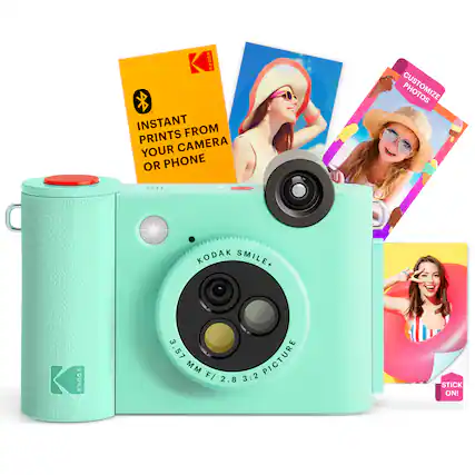 KODAK INSTANT FROM PRINTS CAMERA YOUR OR PHONE PHOTOS .... KODAK SMILE+ KODAK 3.57 PICTURE MM F/ 2.8 3:2 STICK ON!