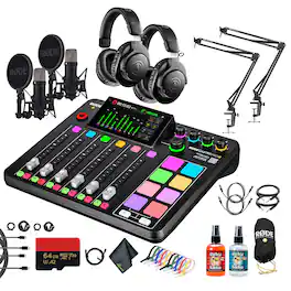 RODE - RODECaster Pro II + Headphones + Podcast Microphone + Mic Arm Stand + More (Bundle)