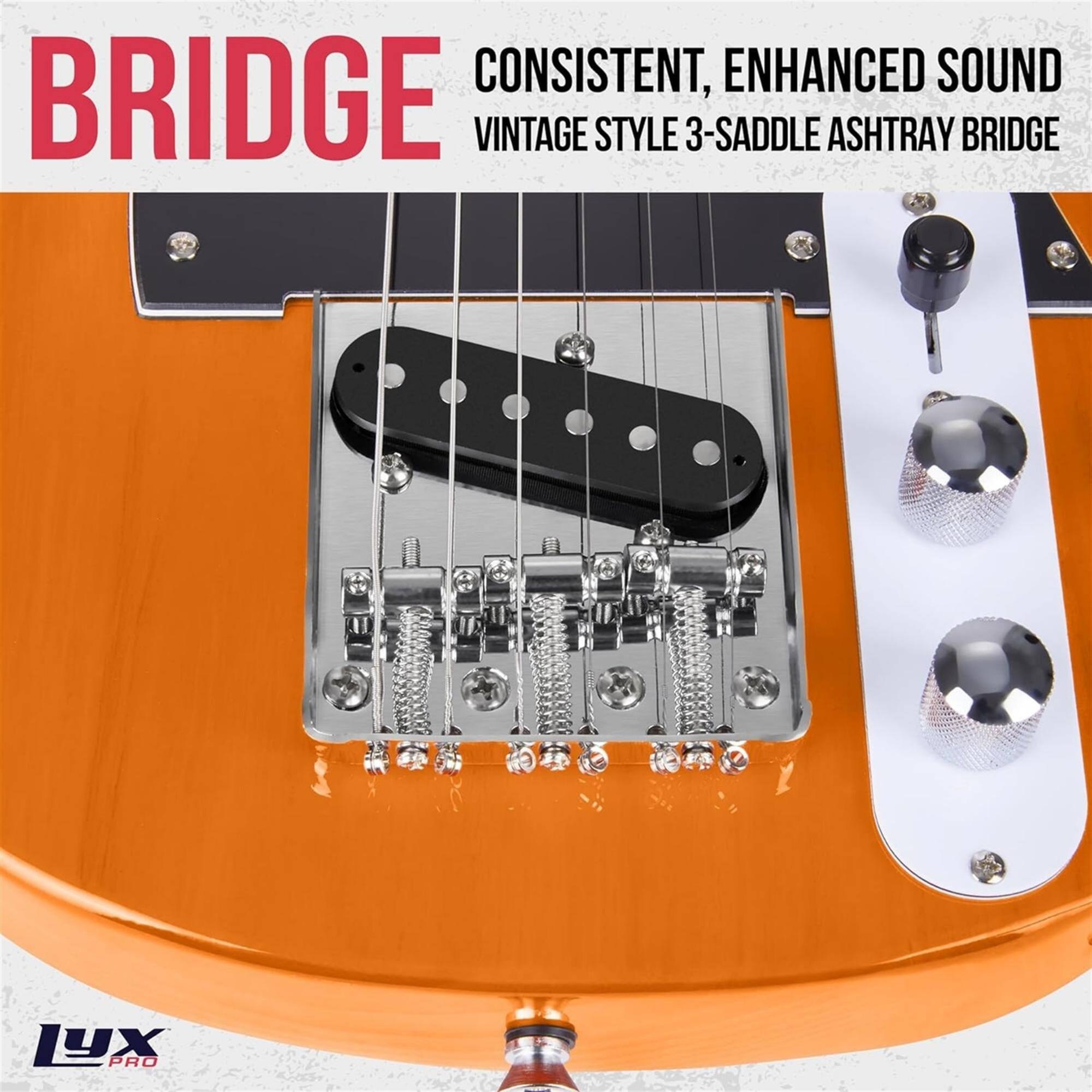 CONSISTENT, ENHANCED SOUND BRIDGE VINTAGE STYLE 3-SADDLE ASHTRAY BRIDGE LUX PRO