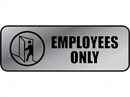 Cosco - Employees Only Indoor Wall Sign, 9.2" x 3.5" - Gray/Black