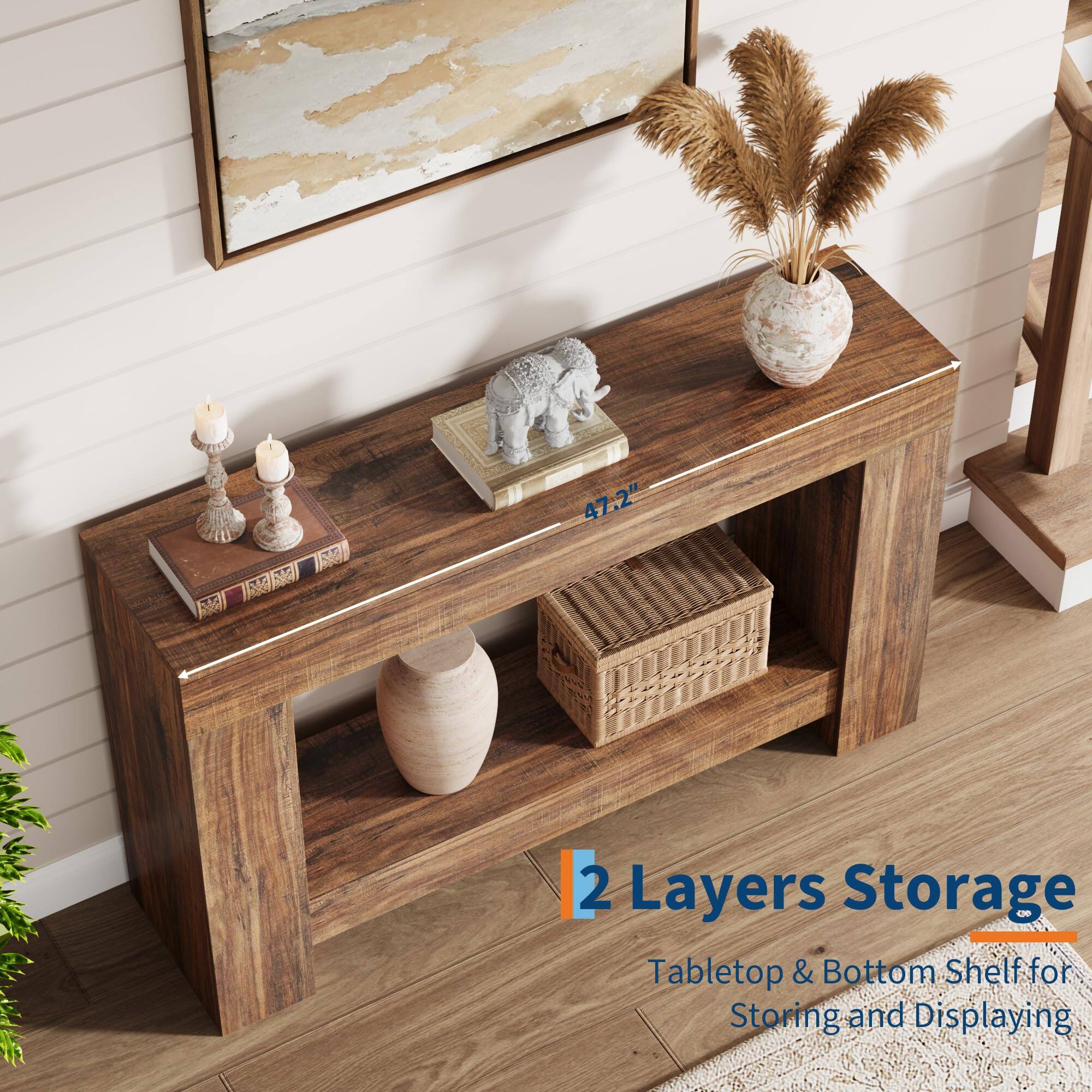 MS 47.2" 2 Layers Storage Tabletop & Bottom Shelf for Storing and Displaying
