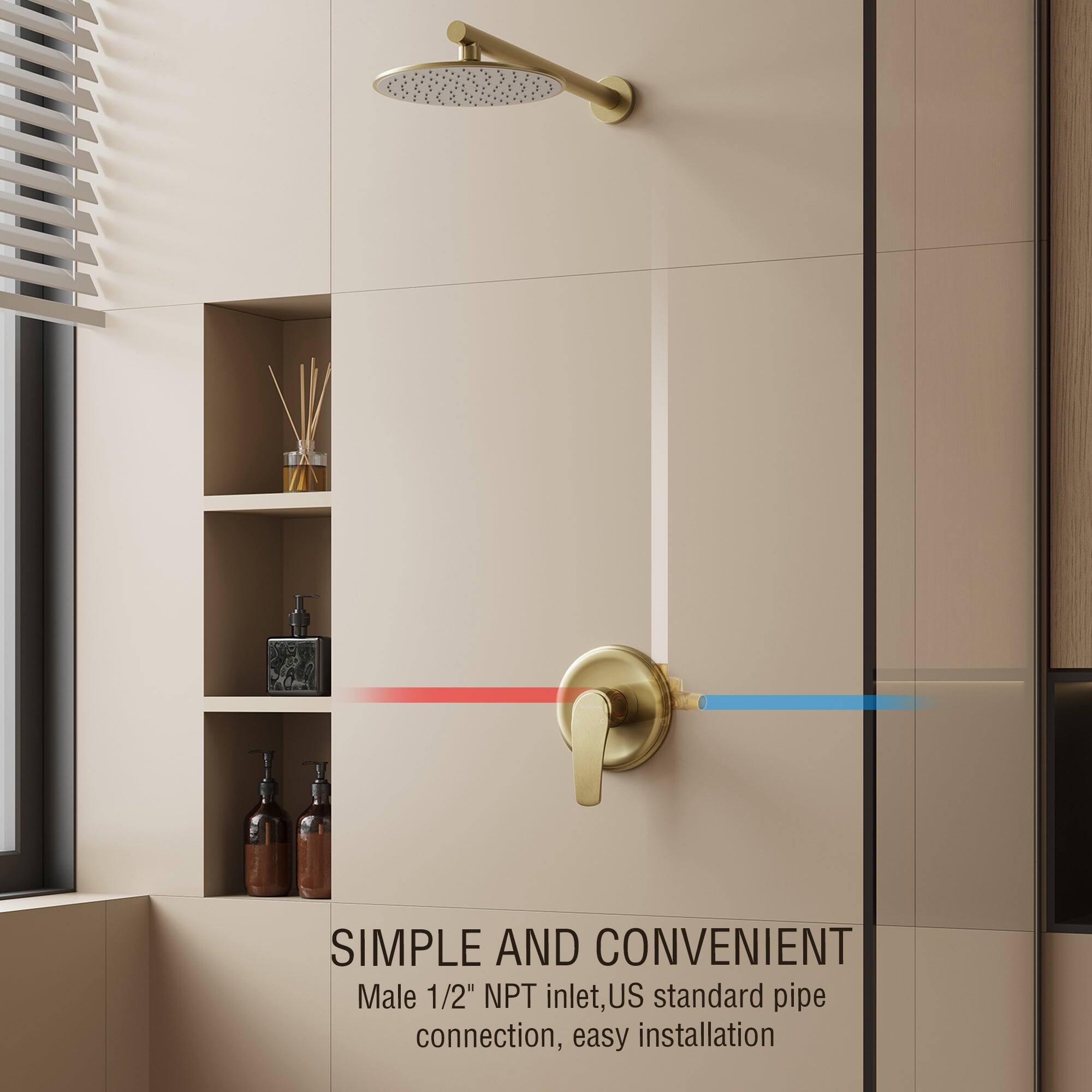 SIMPLE AND CONVENIENT
Male 1/2" NPT inlet, US standard pipe connection, easy installation