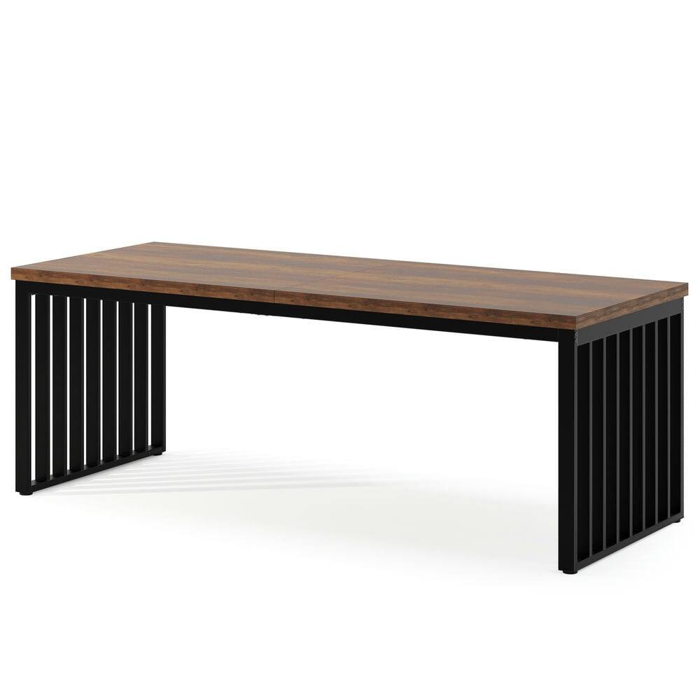 Kadyn - Study Writing Desk, Computer Desk,78.74" Two Person Desk, Long Executive Desk Double Computer Desk - Rustic Brown