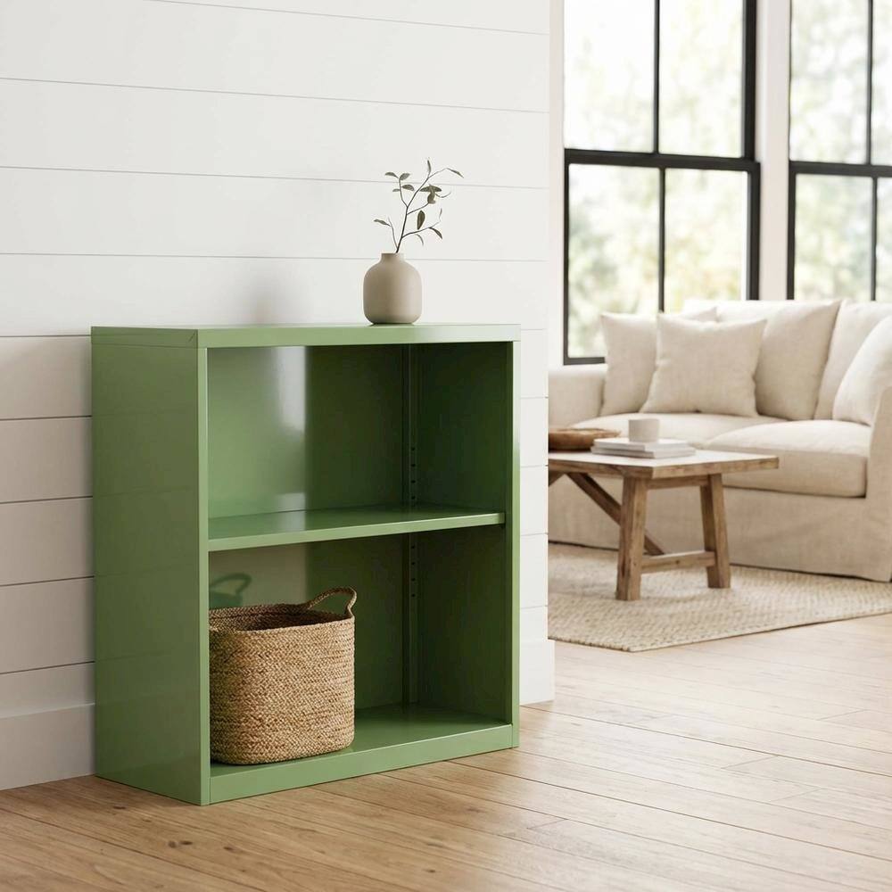 Back. FurniFact - Steel bookcase for home storage with steel construction and lightweight design - Green.