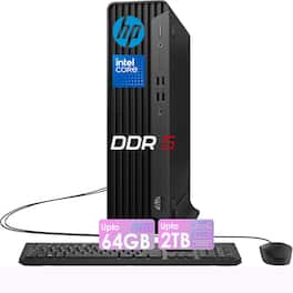 HP - EliteDesk 805 G9 Small Form Factor Desktop • 32GB DDR5 RAM • 1TB SSD • Ryzen5 Processor • Dual Display • Windows 11 - Black